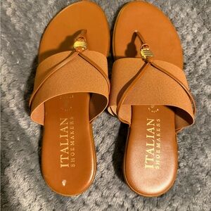 Italian Shoemakers Women's Tan Slide Sandals